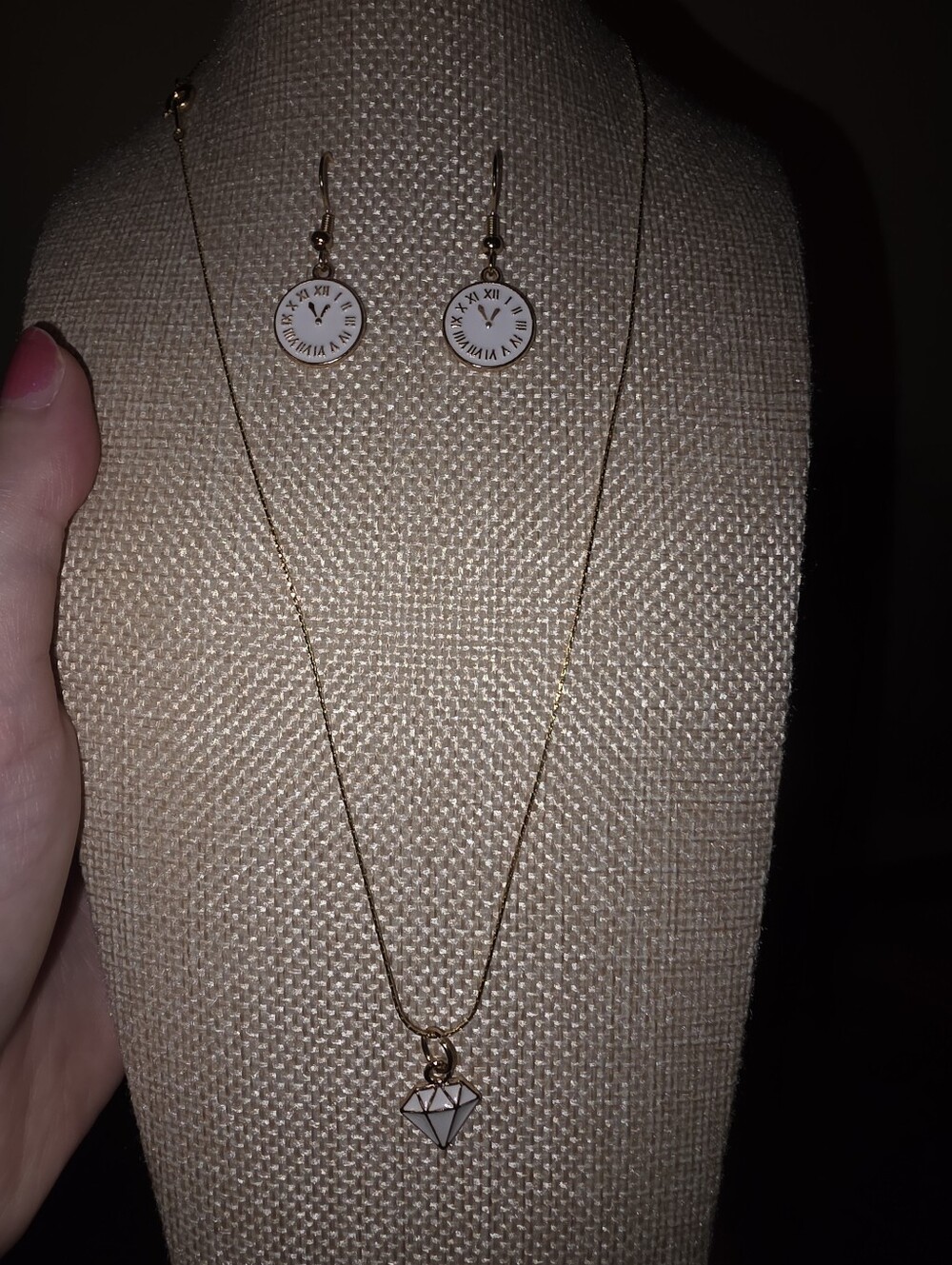 Handmade Women's Goldtone "Bridal O'clock" Necklace And Earring Set